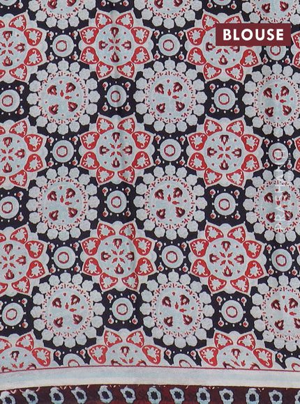 Modal silk saree deep jamun shade and multi colour with allover prints and printed border