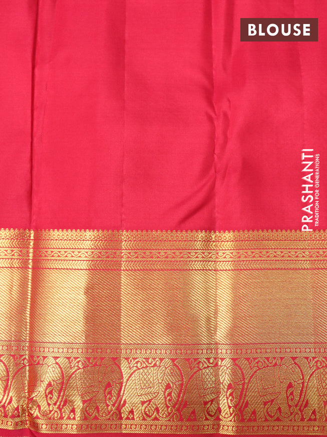 Pure kanchipuram silk saree green and red with allover zari woven brocade weaves and long rich zari woven border