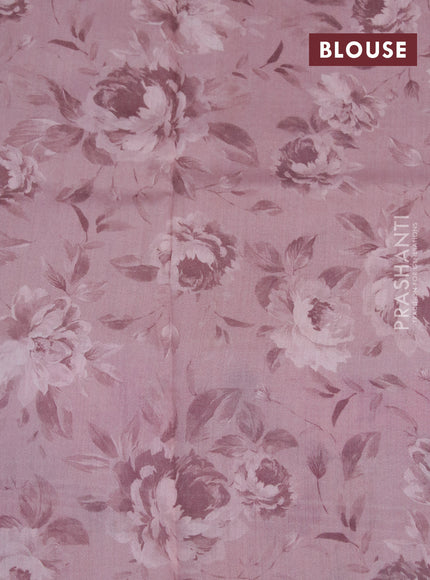 Banarasi silk saree pastel pink with allover zari woven brocade weaves and floral digital printed border