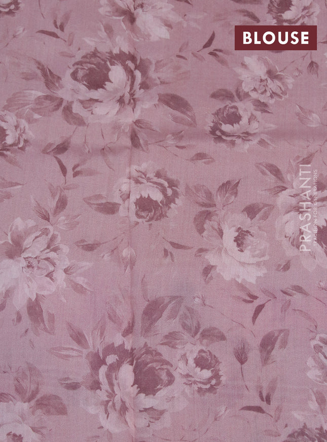 Banarasi silk saree pastel pink with allover zari woven brocade weaves and floral digital printed border