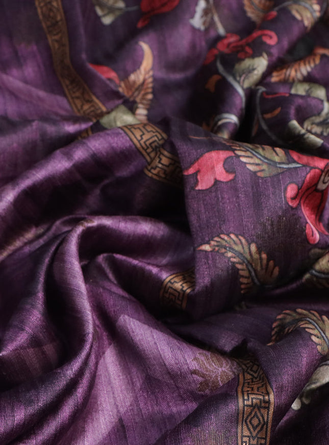 Semi banarasi tussar saree mild purple with allover zig zag prints & woven buttas and woven border