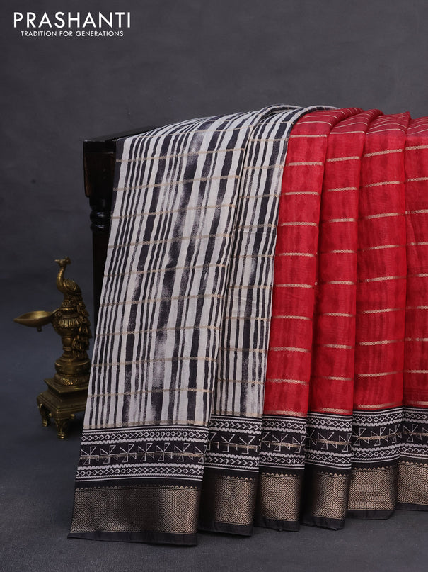 Assam partly silk saree maroon and black with digital prints & zari weaves and zari woven border