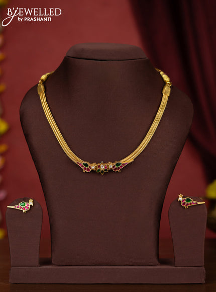 Jadau attigai necklace parrot pendant with jadau stones