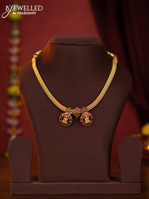 Jadau necklace lakshmi pendant with jadau stones