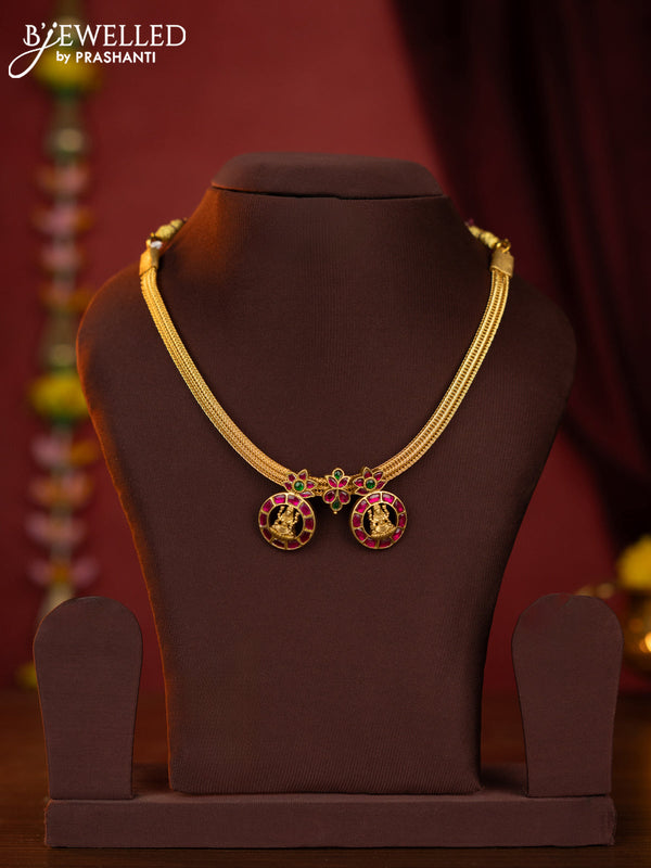 Jadau necklace lakshmi pendant with jadau stones