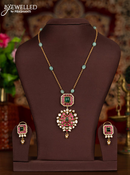 Antique chain with jadau kundan stones and pearl hangings