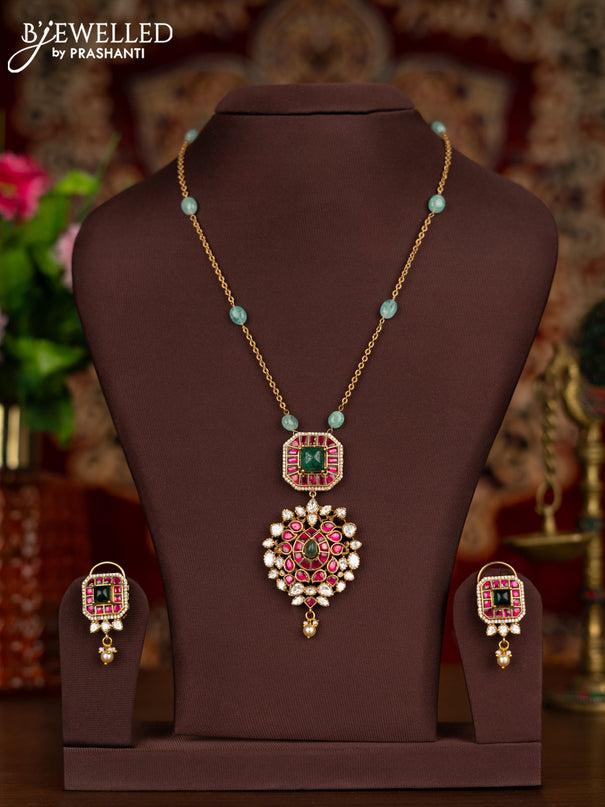 Antique chain with jadau kundan stones and pearl hangings