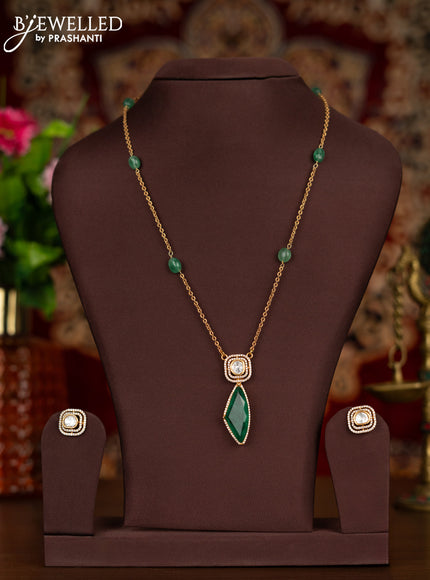 Antique chain with mozanite and emerald stones