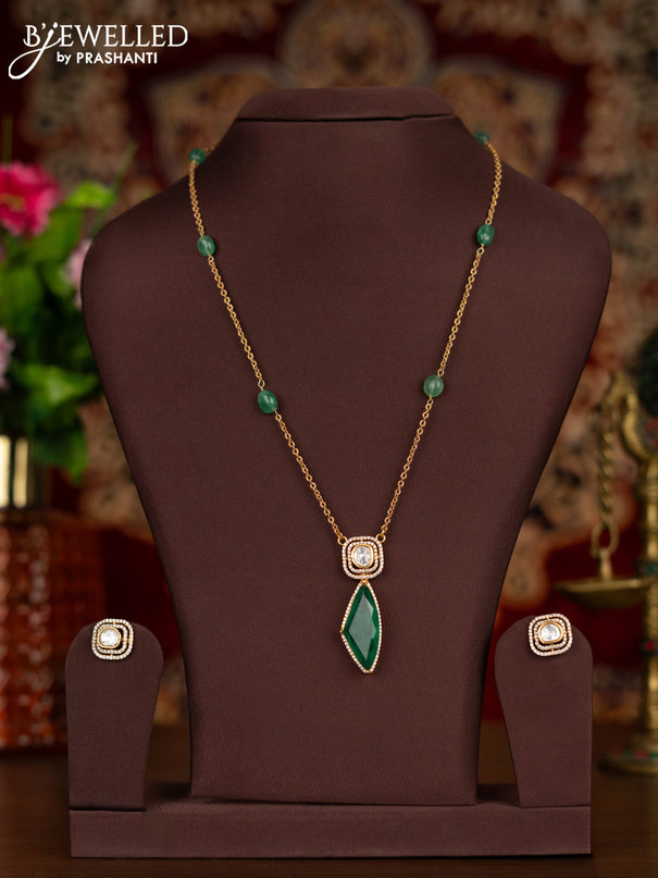 Antique chain with mozanite and emerald stones