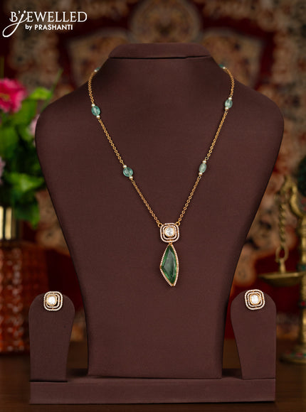 Antique chain with mozanite and emerald stones