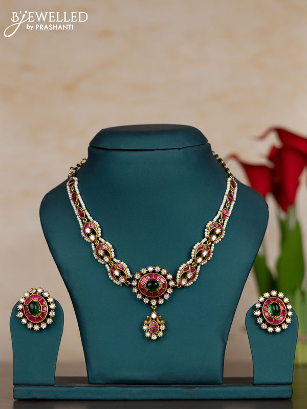Jadau necklace with kemp jadau kundan stones