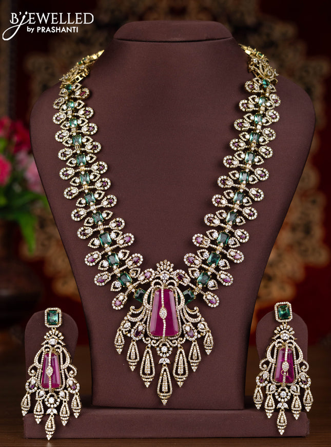 Antique haaram with multicolour and cz stones