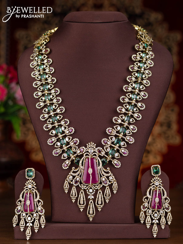 Antique haaram with multicolour and cz stones