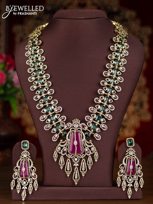 Antique haaram with multicolour and cz stones