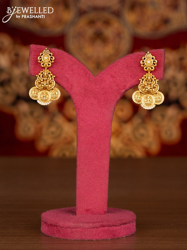 Antique haaram lakshmi kasu design with kemp and cz stones