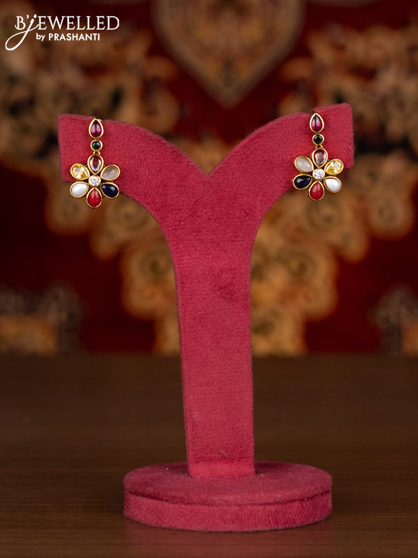 Antique necklace with multicolour and kundan stones
