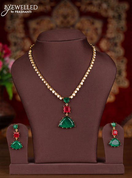 Antique necklace with emerald & ruby and kundan stones