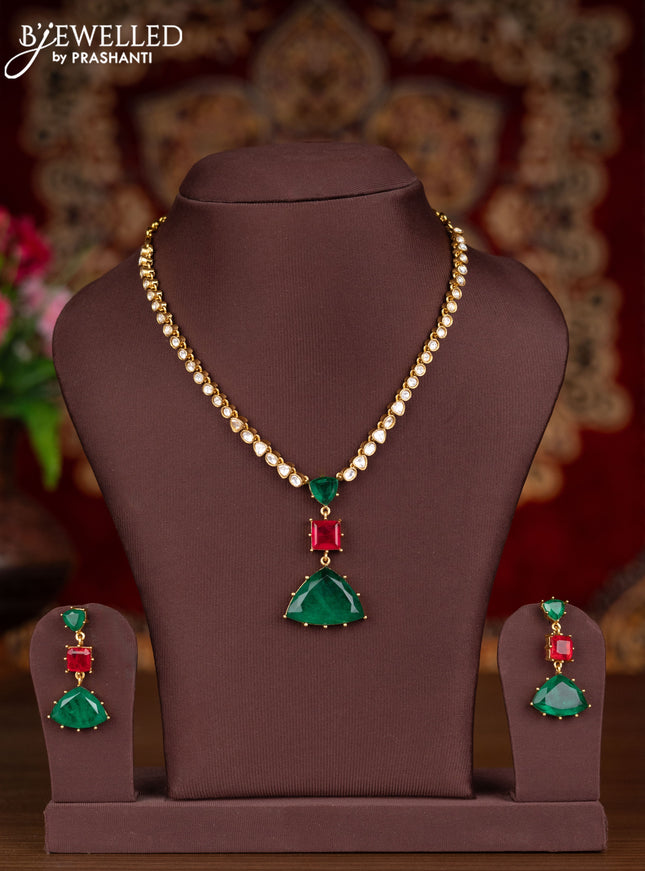 Antique necklace with emerald & ruby and kundan stones