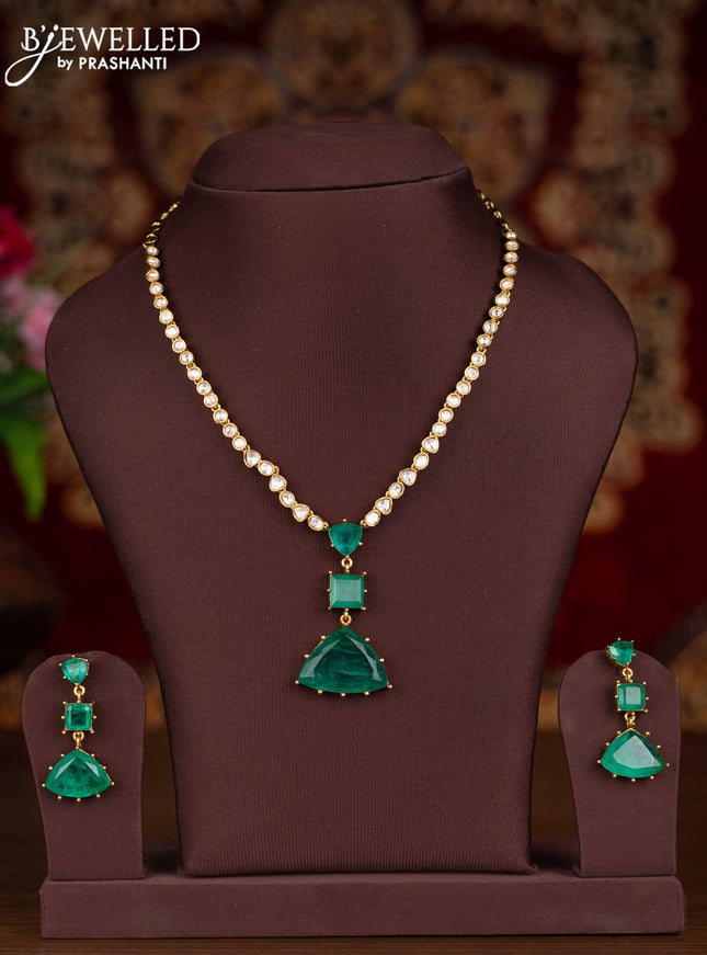Antique necklace with mint green and kundan stones