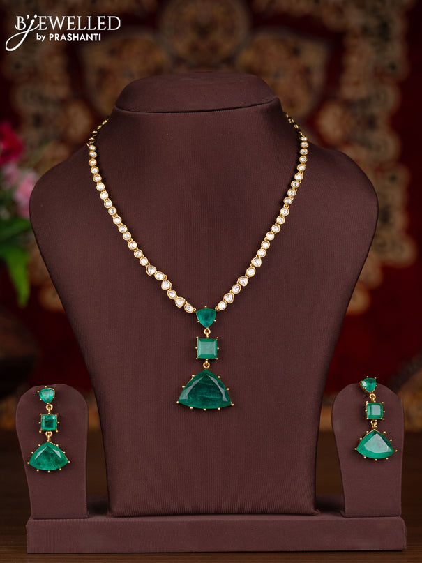 Antique necklace with mint green and kundan stones