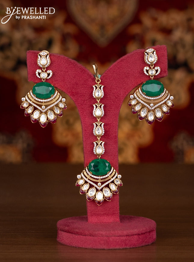 Antique combo set with emerald & kundan cz stones