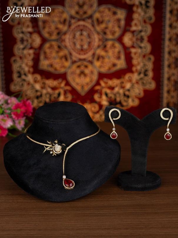 Ring type choker parrot design with ruby and cz stones