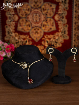 Ring type choker parrot design with ruby and cz stones