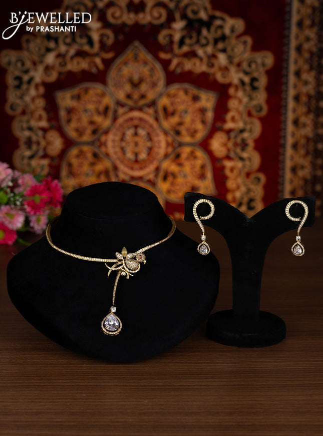 Ring type choker parrot design with cz stones