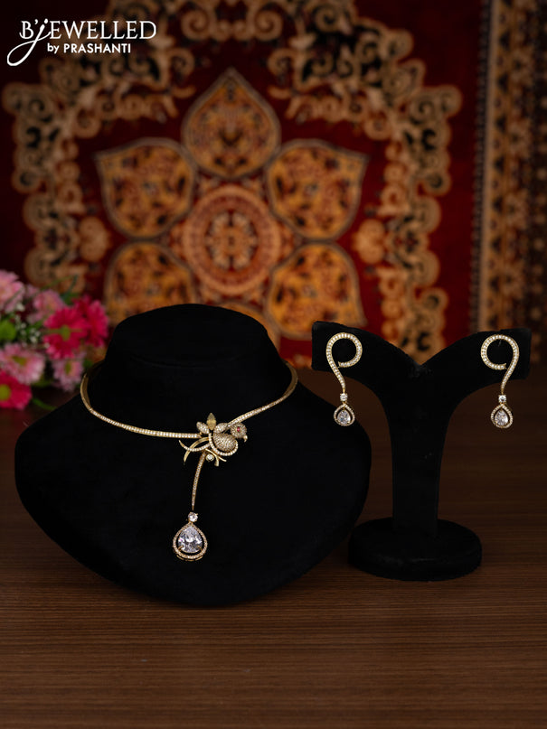 Ring type choker parrot design with cz stones