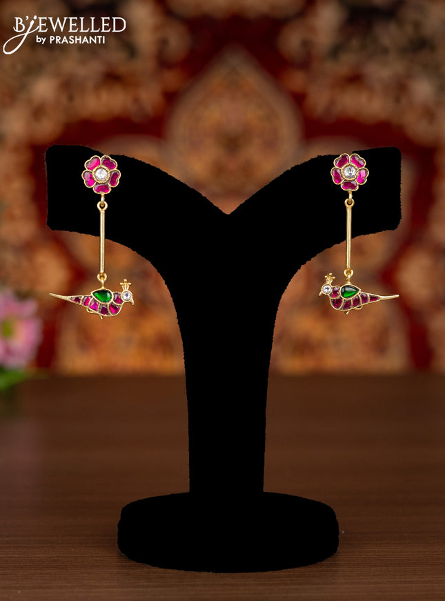 Jadau earrings peacock design with kemp jadau kundan stones