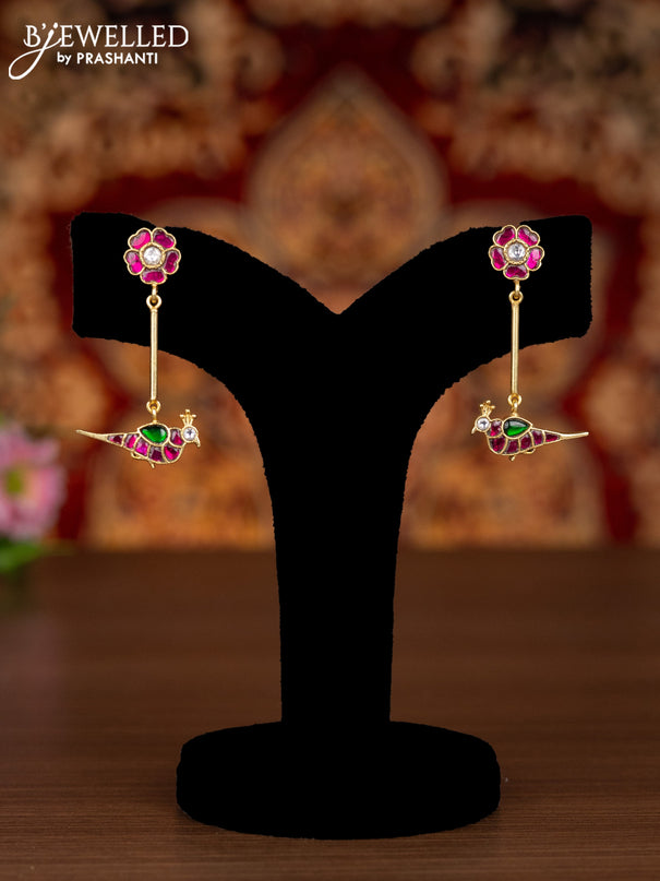 Jadau earrings peacock design with kemp jadau kundan stones