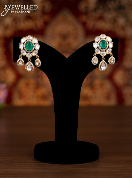 Antique earrings with mint green & kundan and cz stones