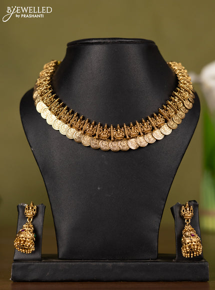Antique kaasu necklace with lakshmi deisgn