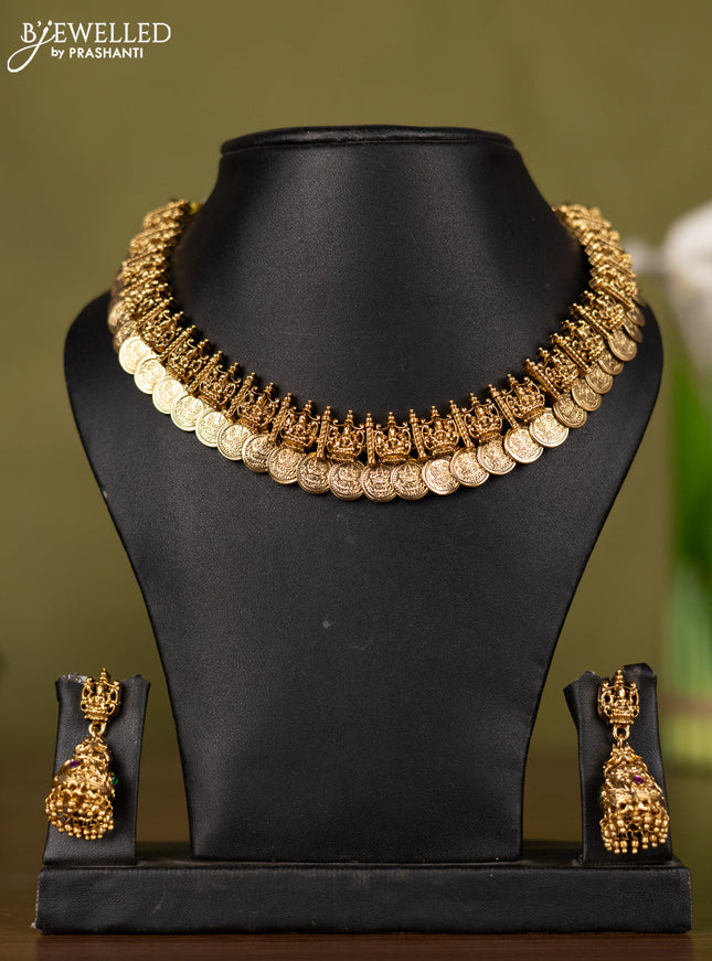 Antique kaasu necklace with lakshmi deisgn