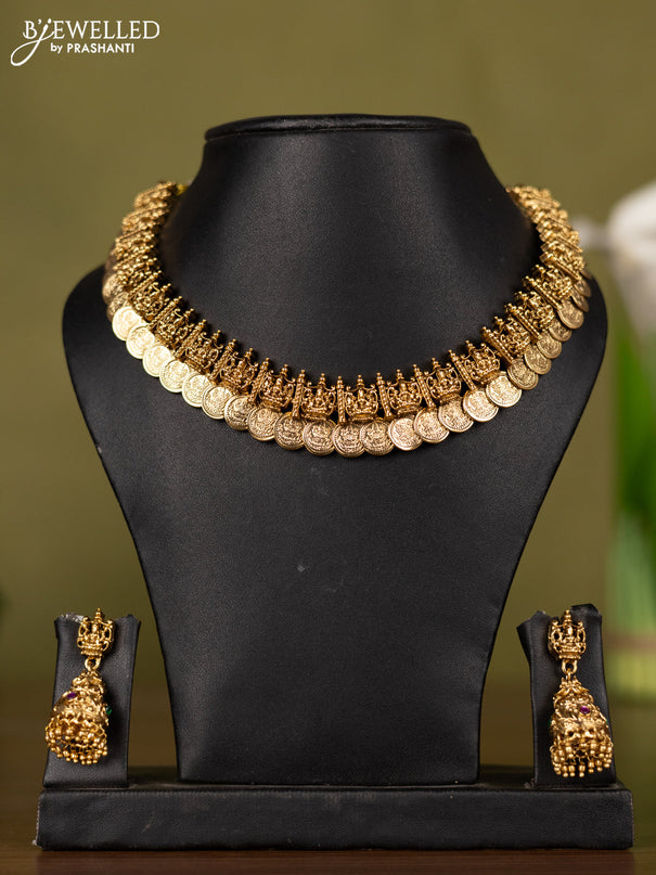 Antique kaasu necklace with lakshmi deisgn