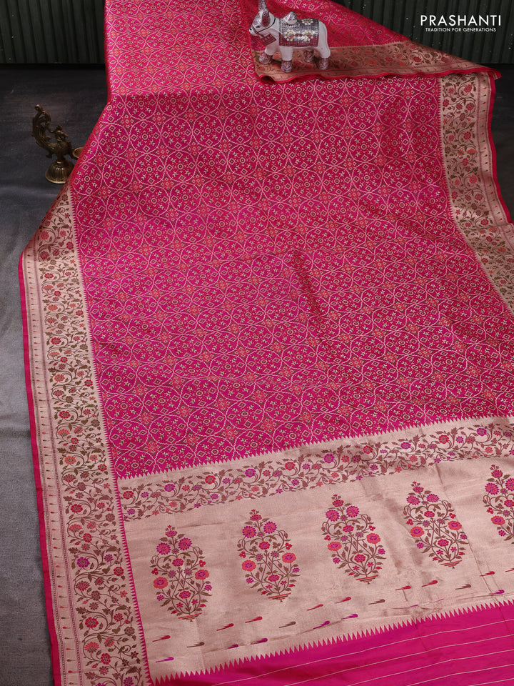 Pink Banarasi Uppada Silk Saree - Brocade