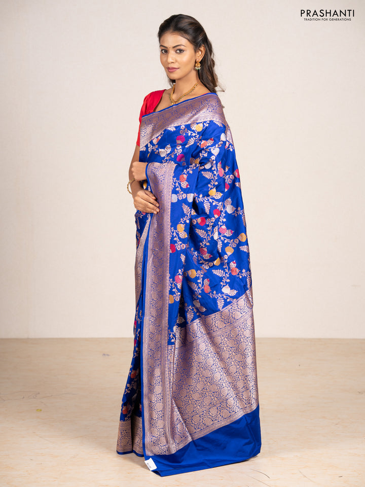Royal Blue Banarasi Uppada Silk Saree - Brocade