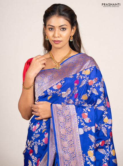 Royal Blue Banarasi Uppada Silk Saree - Brocade