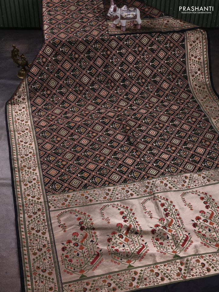 Black Banarasi Uppada Silk Saree - Brocade