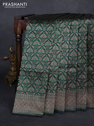 Bottle Green Banarasi Uppada Silk Saree - Brocade