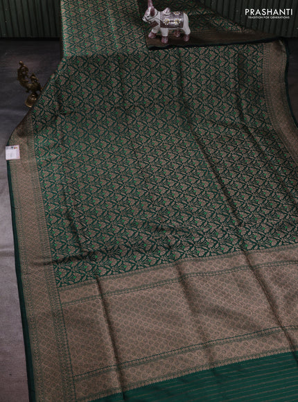 Bottle Green Banarasi Uppada Silk Saree - Brocade