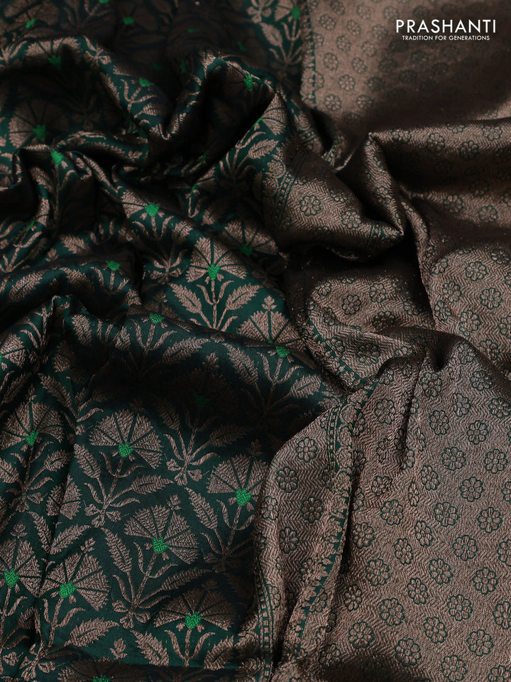 Bottle Green Banarasi Uppada Silk Saree - Brocade