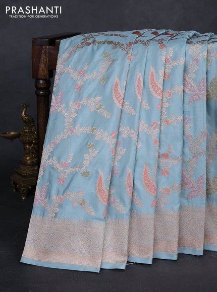 Pastel Blue Banarasi Uppada Silk Saree - Brocade
