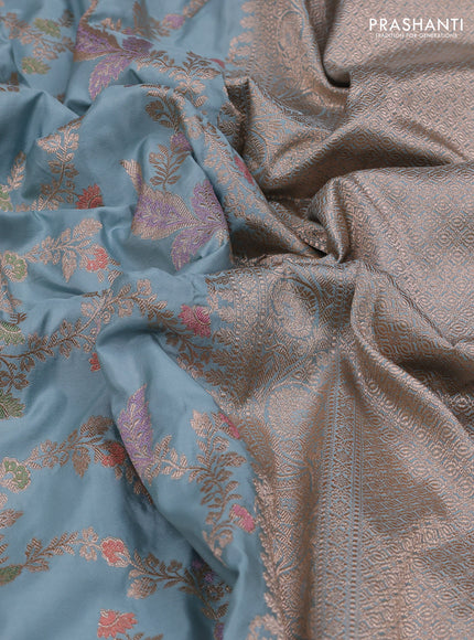 Pastel Blue Banarasi Uppada Silk Saree - Brocade