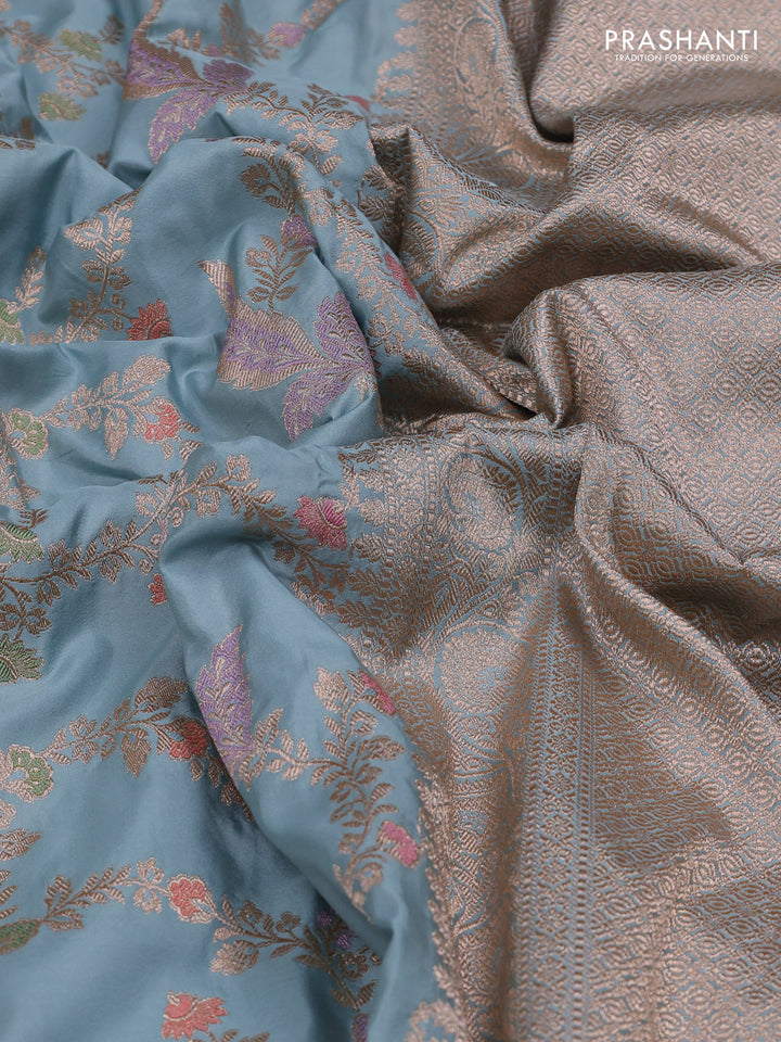 Pastel Blue Banarasi Uppada Silk Saree - Brocade