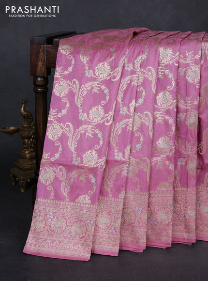 Gajri Pink Banarasi Uppada Silk Saree - Brocade