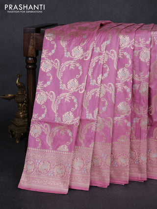 Gajri Pink Banarasi Uppada Silk Saree - Brocade