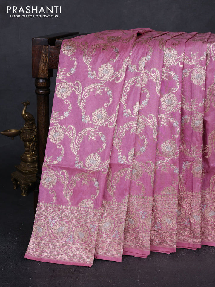 Gajri Pink Banarasi Uppada Silk Saree - Brocade