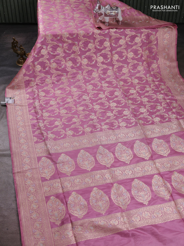 Gajri Pink Banarasi Uppada Silk Saree - Brocade