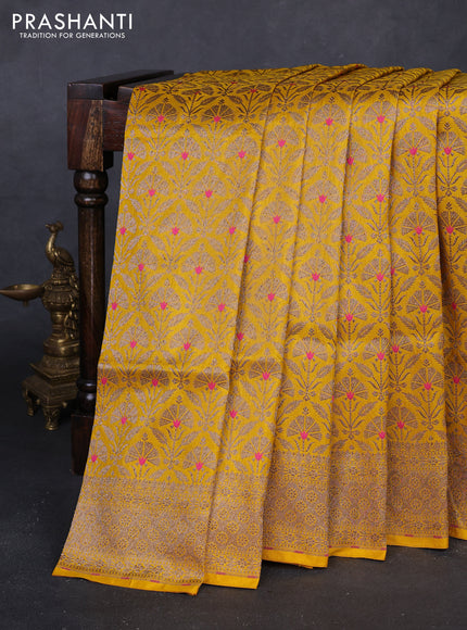 Mustard Yellow Banarasi Uppada Silk Saree - Brocade